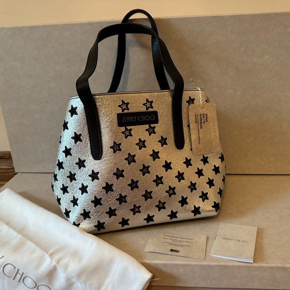 Jimmy choo SOFIA/M NAPPA LEATHER TOTE BAG WITH PERFORATED STARS (NEW) - Picture 3 of 16